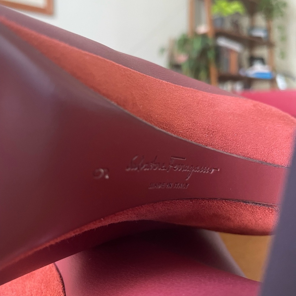 Salvatore Ferragamo Women's Antea Burgundy Leather Suede Knee High Boots size 9 - Picture 12 of 16